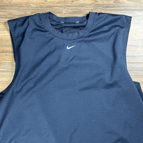 Vintage Nike Shirt Adult Large Sleeveless Center Swoosh 90’s Gray Tag Mesh‎ Blue - Picture 2 of 6